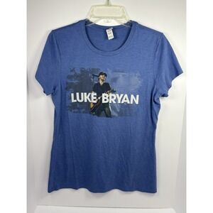 Luke Bryan Graphic T-Shirt Blue Heather Tri-Blend Country Music Concert Tee L